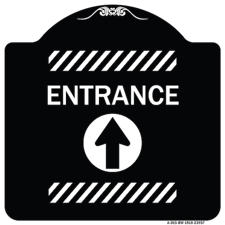 Signmission Flex Post Entrance W/ Straight Ahead Arrowfor Flex Paddle Alum Sign, 18" L, 18" H, BW-1818-23957 A-DES-BW-1818-23957